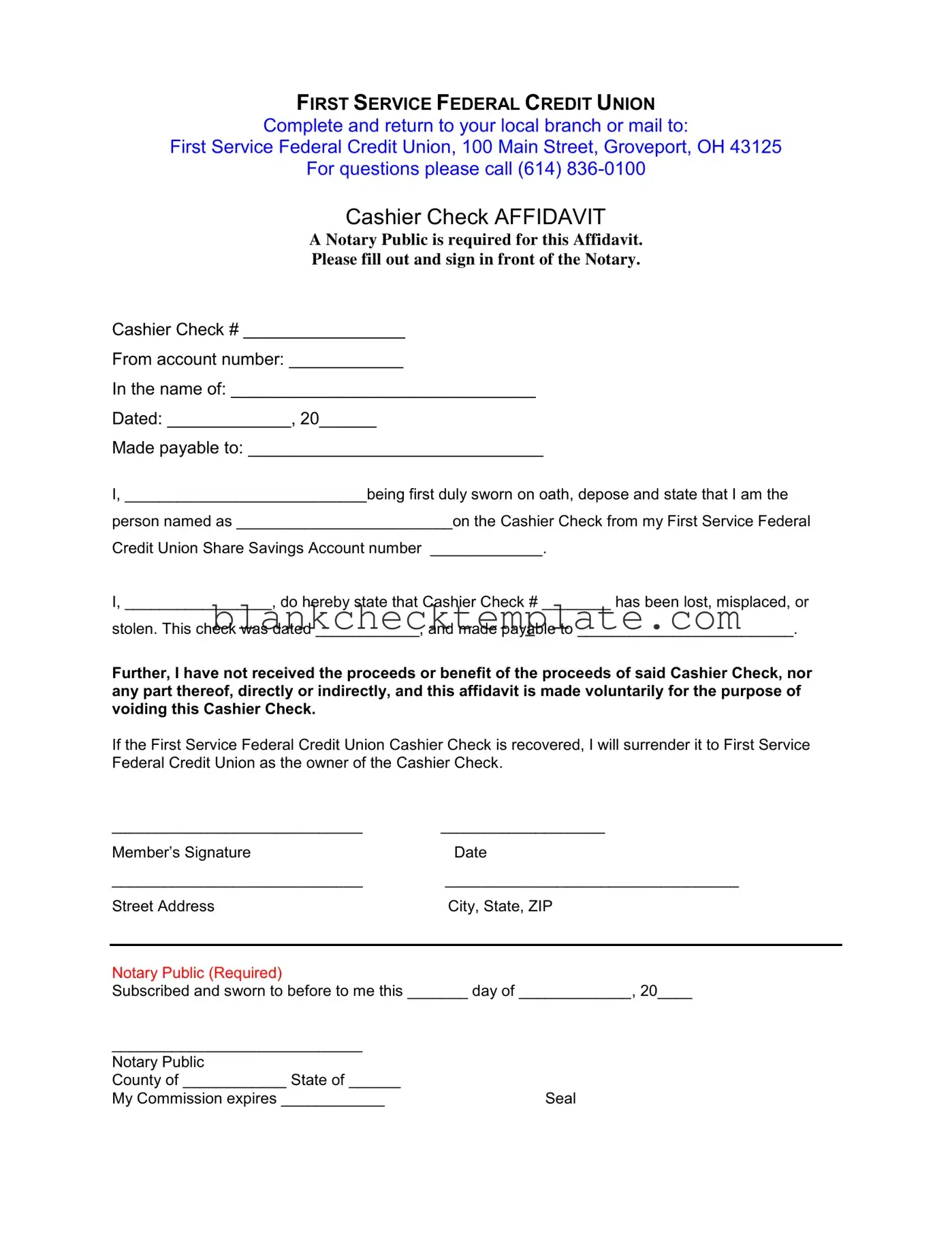 Printable Cashiers Check Pdf Form in PDF