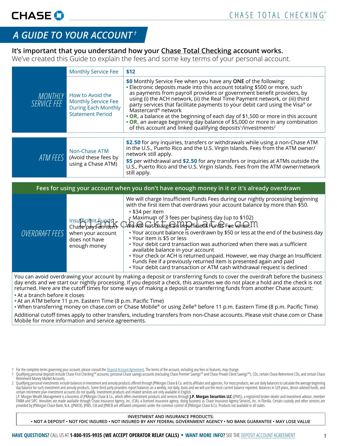 Printable Chase Print Counter Checks Form in PDF