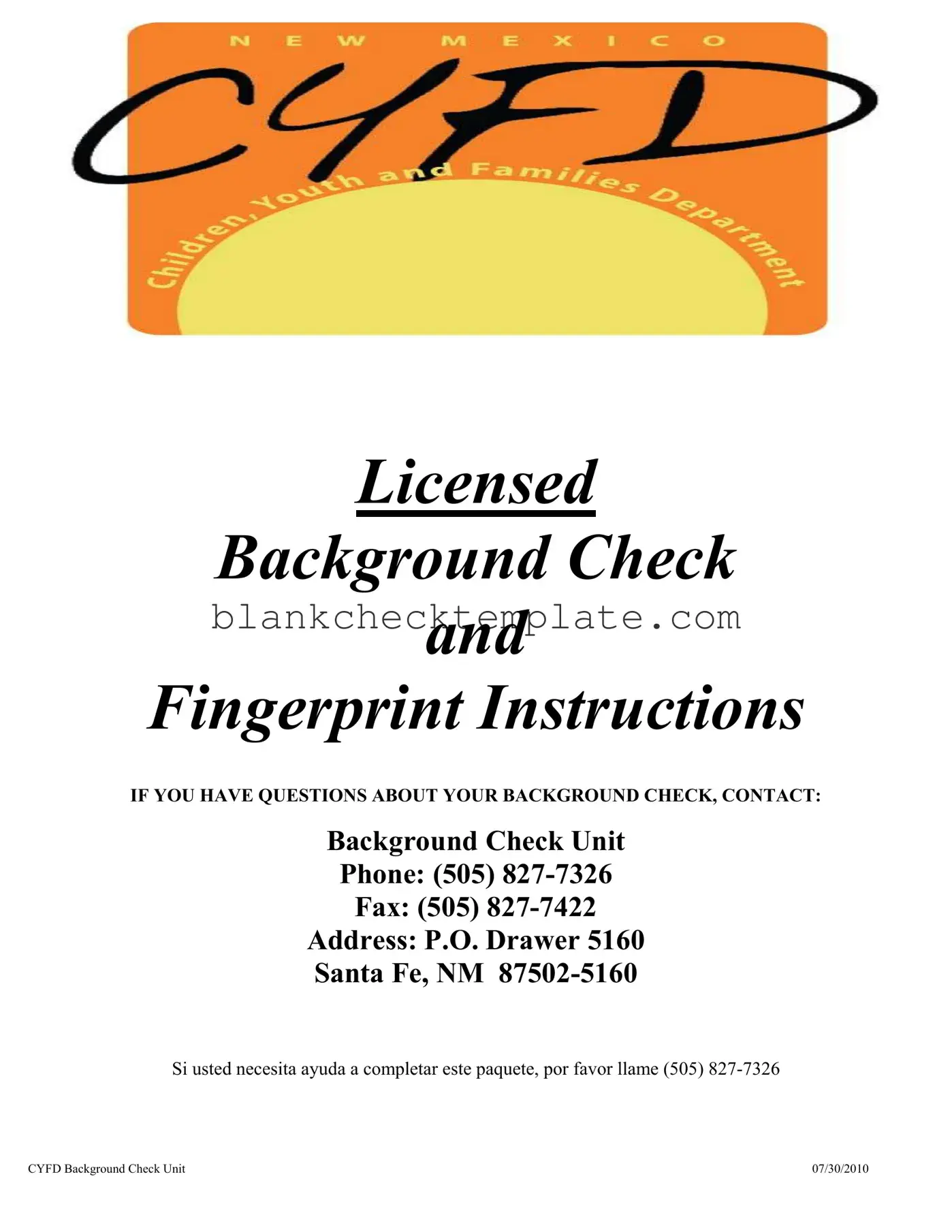 Printable Cyfd Background Check Form in PDF