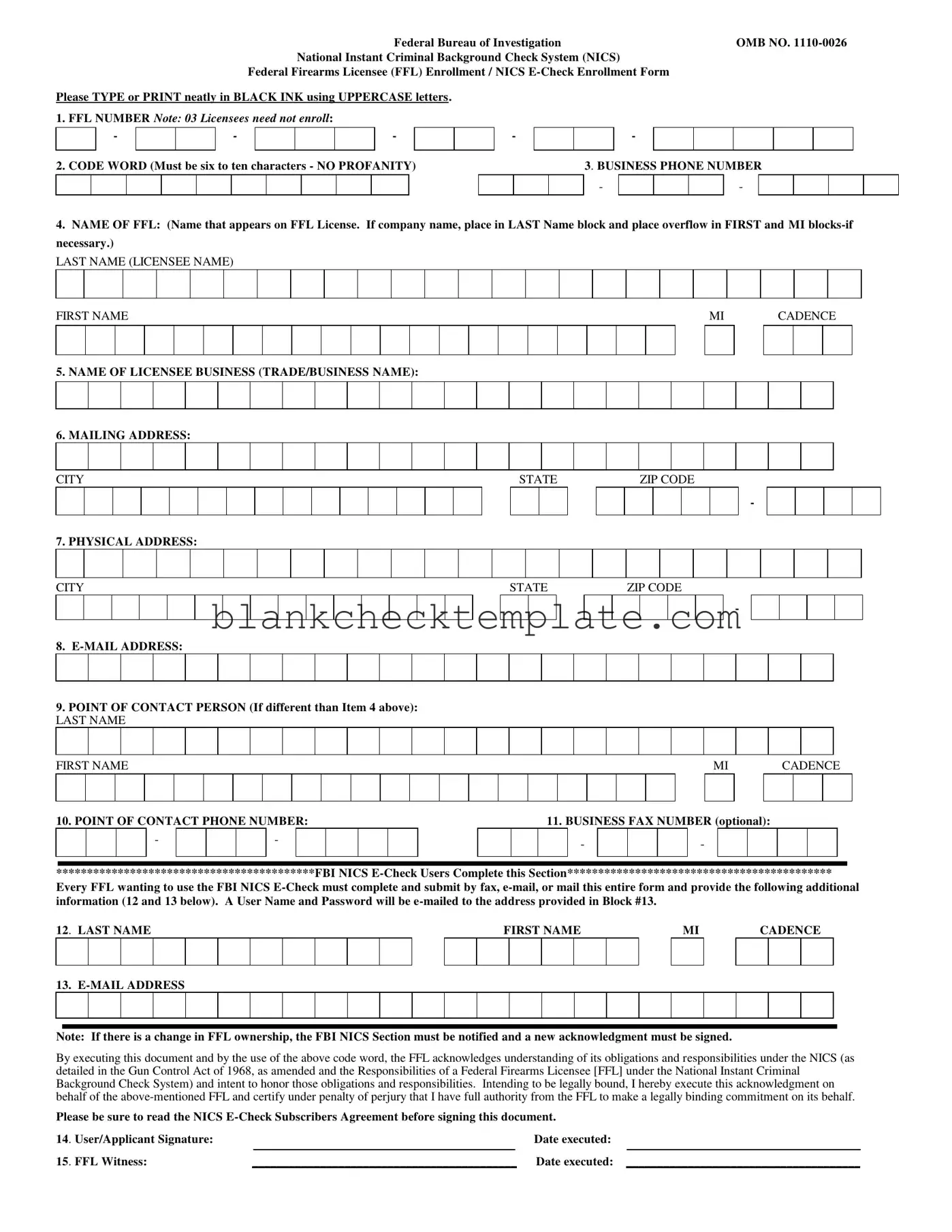 Printable E Check Enrollment Form in PDF